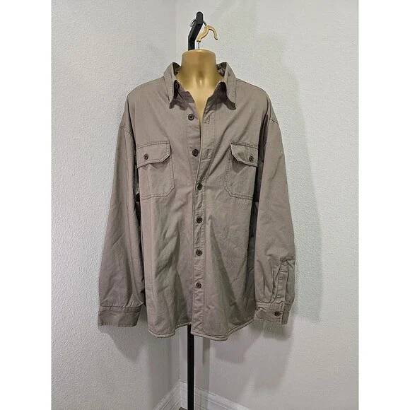 Chaps Ralph Lauren Canvas Chore Jacket Barn Coat Beige 3XT Plaid Flannel Lined